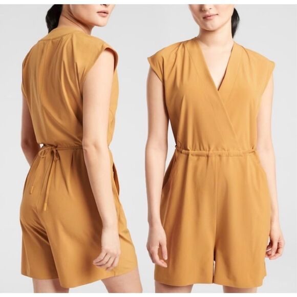 NWT Athleta Marlow Romper‎ Size Medium Tuscan Yellow Gold - Picture 1 of 8